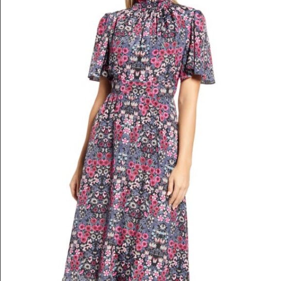 Julia Jordan Ruffle Neck Flutter Sleeve A-Line Dress 4 - Picture 4 of 16